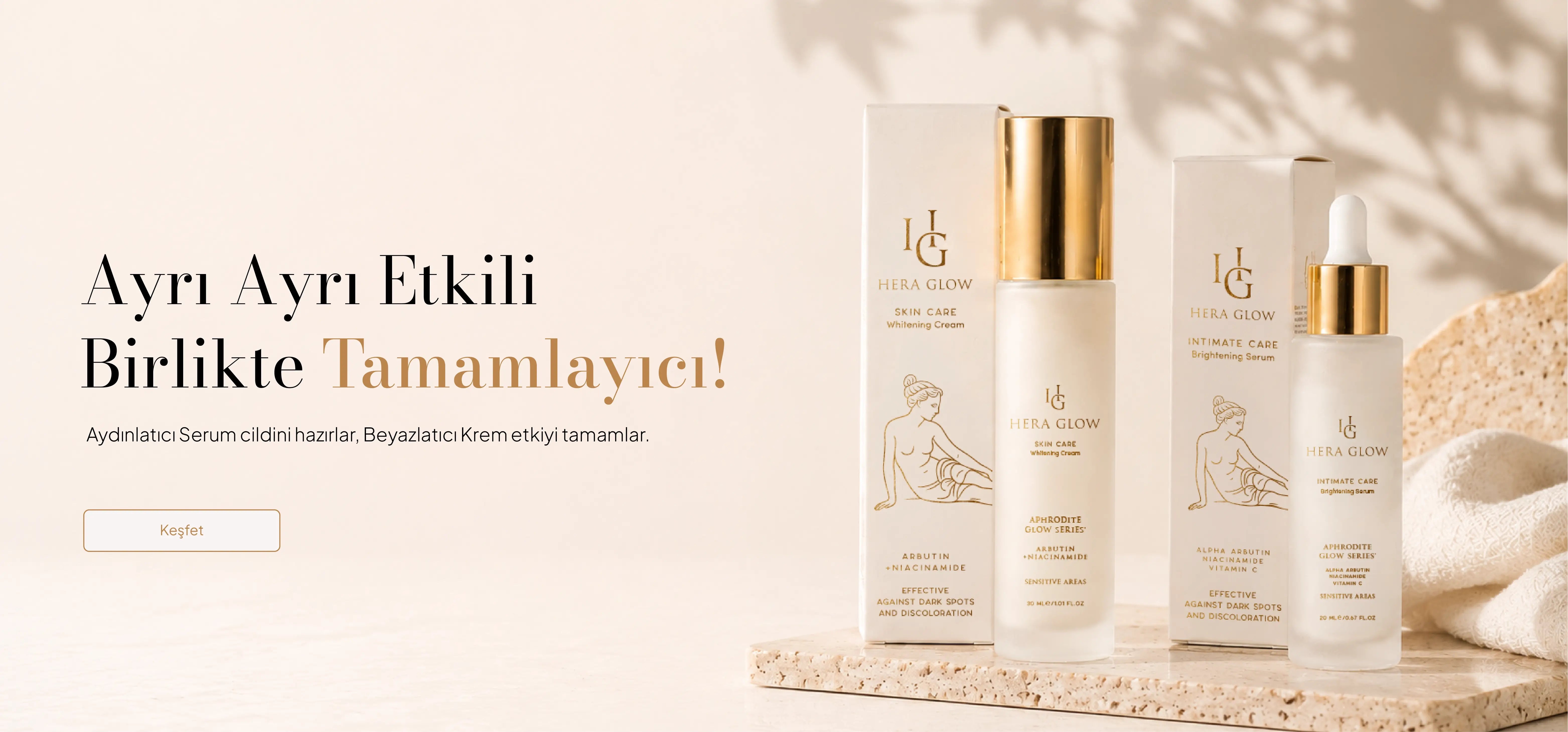 Aydınlatıcı serum ve beyazlatıcı krem birlikte tamamlayıcı