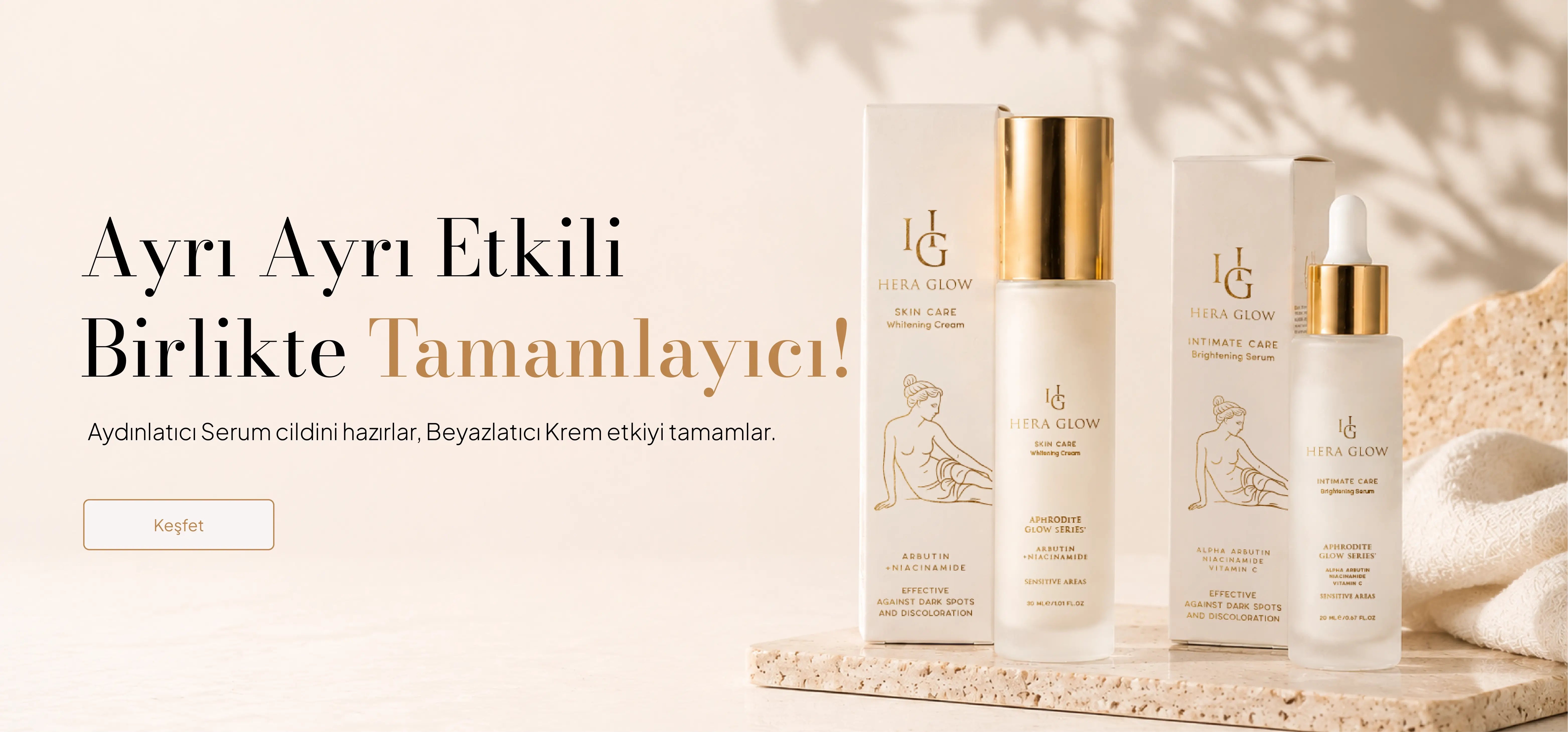 Aydınlatıcı serum ve beyazlatıcı krem birlikte tamamlayıcı